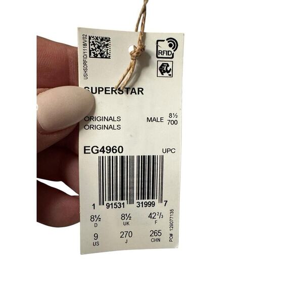 Adidas NEW Superstar Original Shell Toe Sneaker Men’s Size 9 - Picture 6 of 8